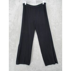 St John Pants Womens 4 Santana Knit Wool Blend Wide Leg Split Hem Quiet Luxury